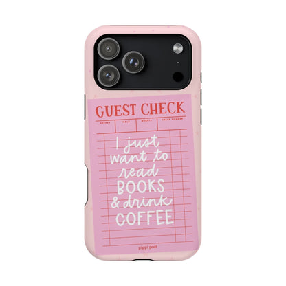 Books & Coffee Lover Magnetic Tough Cases - Cute Guest Check Design - SmartHomeGoodies