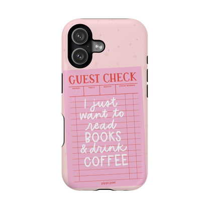 Books & Coffee Lover Magnetic Tough Cases - Cute Guest Check Design - SmartHomeGoodies