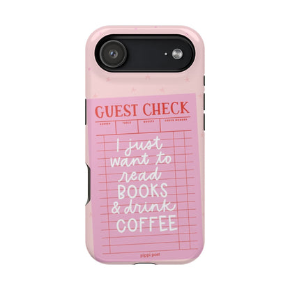 Books & Coffee Lover Magnetic Tough Cases - Cute Guest Check Design - SmartHomeGoodies