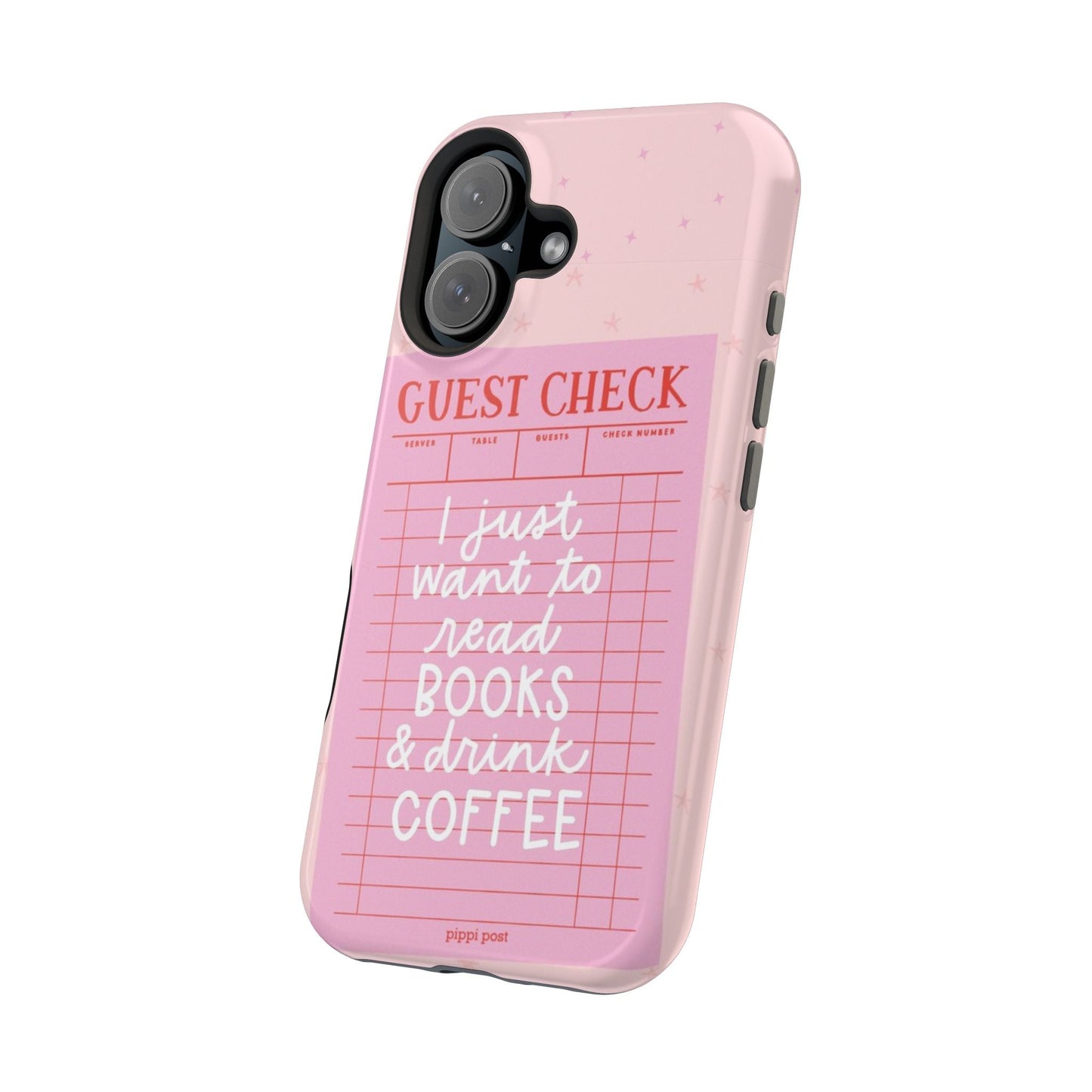 Books & Coffee Lover Magnetic Tough Cases - Cute Guest Check Design - SmartHomeGoodies
