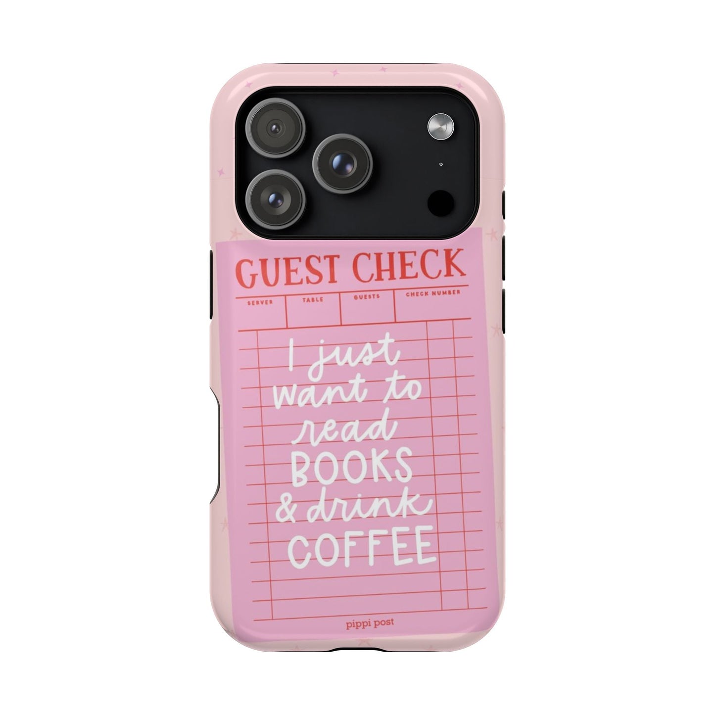 Books & Coffee Lover Magnetic Tough Cases - Cute Guest Check Design - SmartHomeGoodies