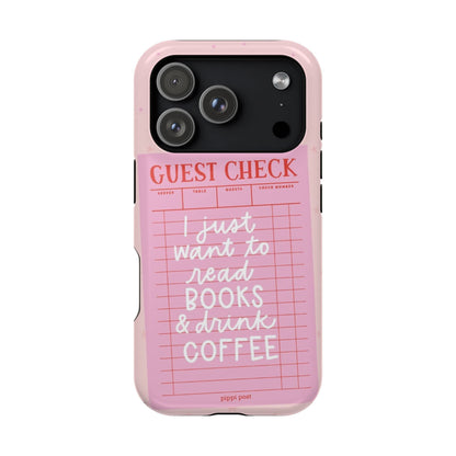 Books & Coffee Lover Magnetic Tough Cases - Cute Guest Check Design - SmartHomeGoodies