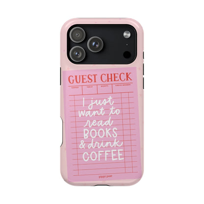 Books & Coffee Lover Magnetic Tough Cases - Cute Guest Check Design - SmartHomeGoodies