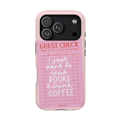 Books & Coffee Lover Magnetic Tough Cases - Cute Guest Check Design - SmartHomeGoodies