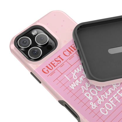 Books & Coffee Lover Magnetic Tough Cases - Cute Guest Check Design - SmartHomeGoodies