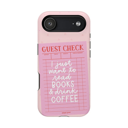Books & Coffee Lover Magnetic Tough Cases - Cute Guest Check Design - SmartHomeGoodies