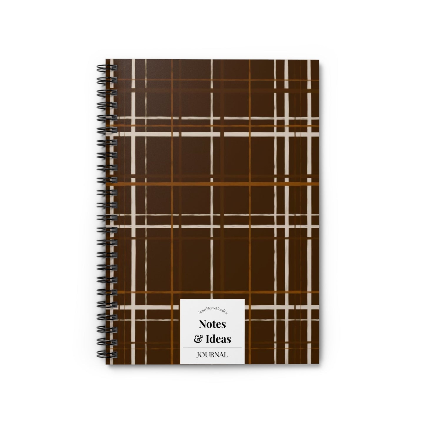 Brown Plaid Spiral Notebook — Notes & Ideas Ruled Journal - SmartHomeGoodies