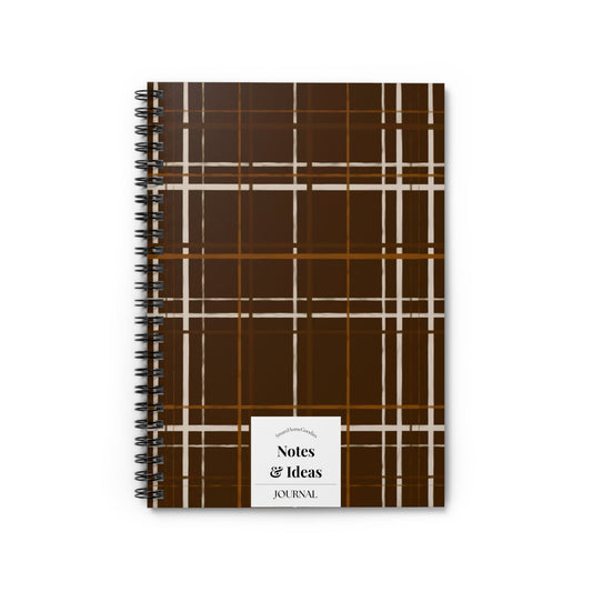 Brown Plaid Spiral Notebook — Notes & Ideas Ruled Journal - SmartHomeGoodies