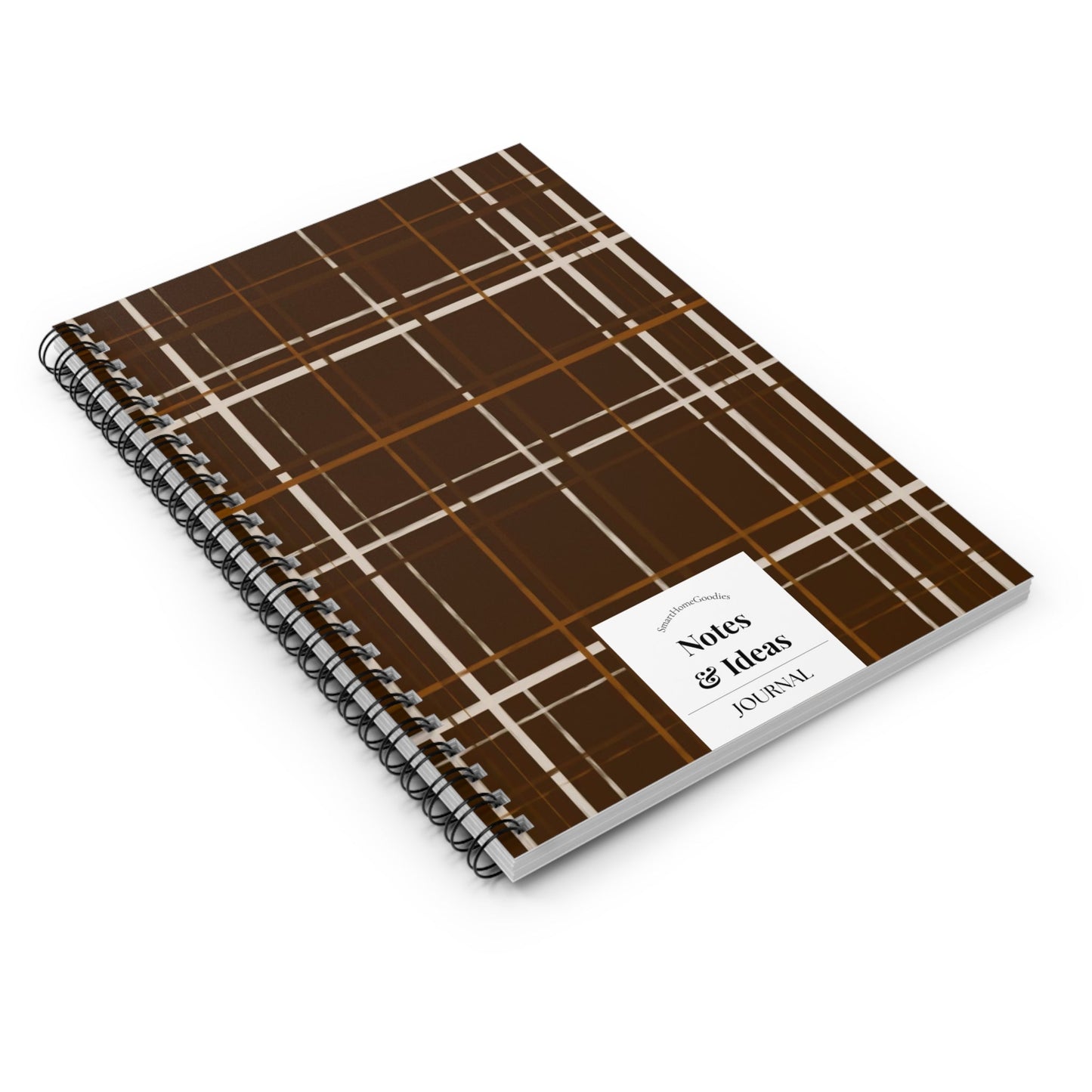 Brown Plaid Spiral Notebook — Notes & Ideas Ruled Journal - SmartHomeGoodies
