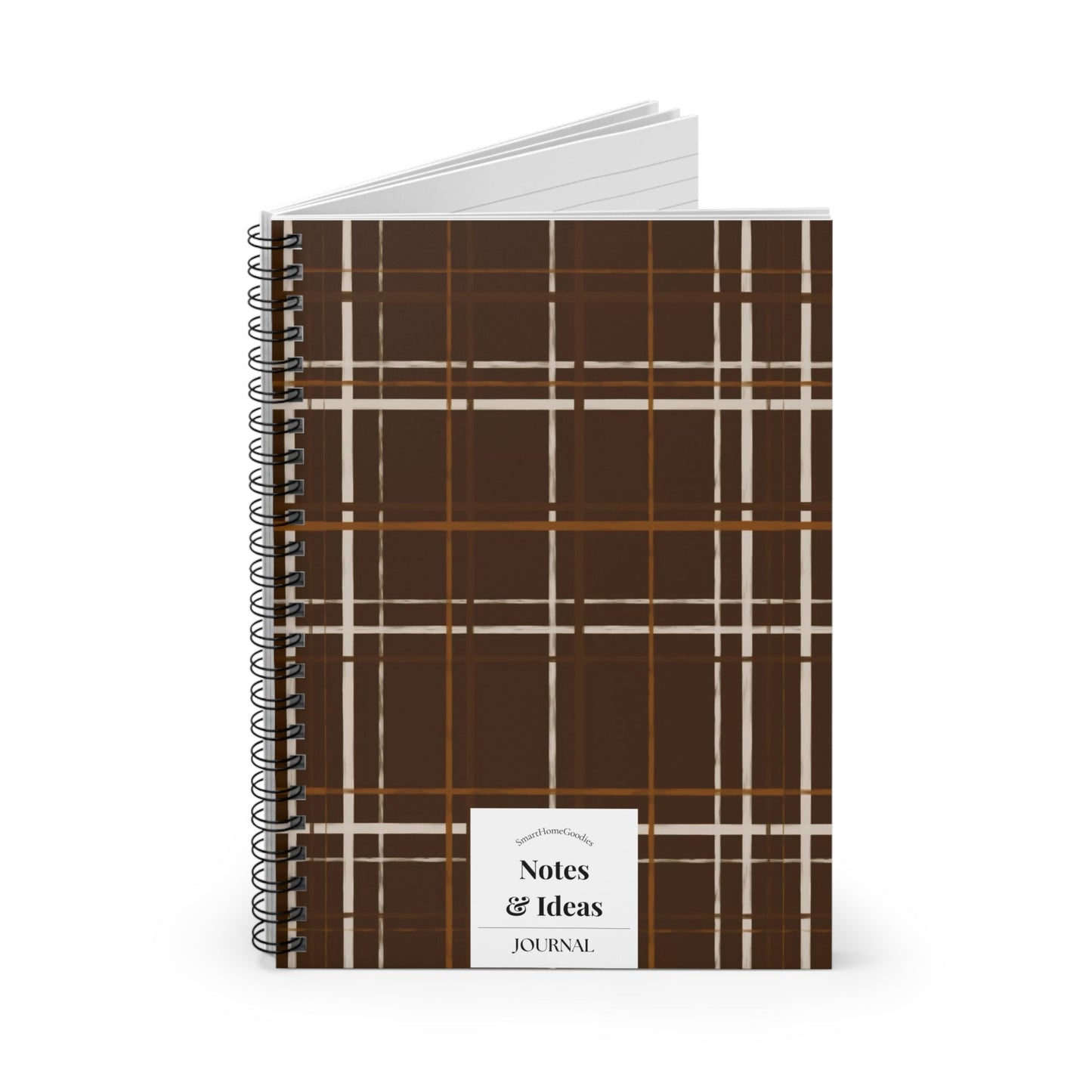 Brown Plaid Spiral Notebook — Notes & Ideas Ruled Journal - SmartHomeGoodies