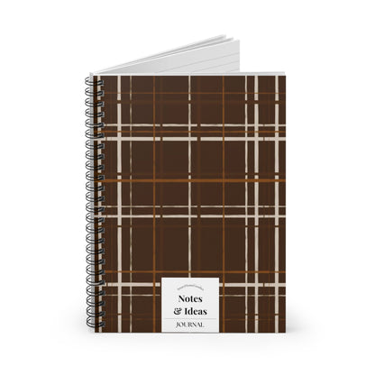 Brown Plaid Spiral Notebook — Notes & Ideas Ruled Journal - SmartHomeGoodies