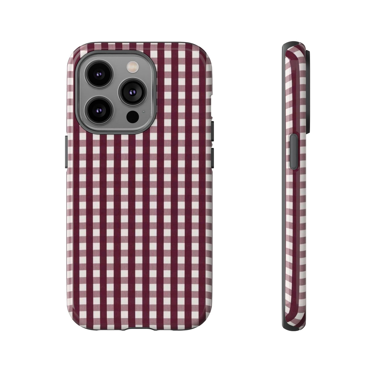Burgundy Gingham Phone Case - SmartHomeGoodies