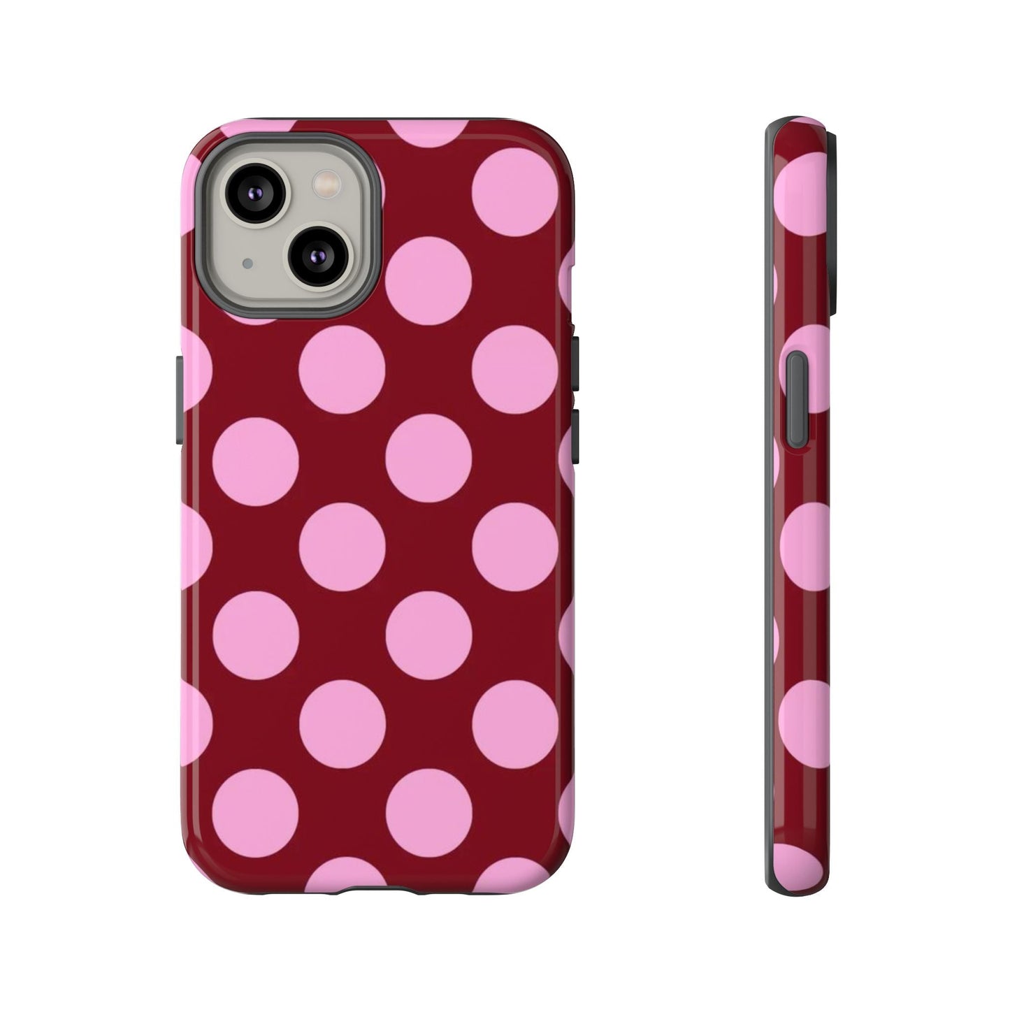 Burgundy Pink Polka Dot Phone Case - SmartHomeGoodies
