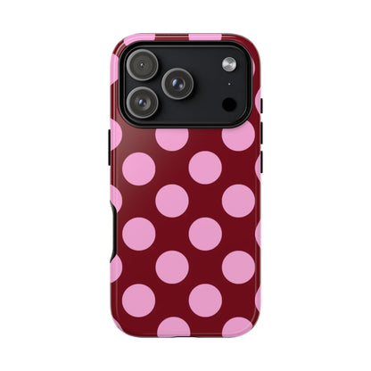 Burgundy Pink Polka Dot Phone Case - SmartHomeGoodies