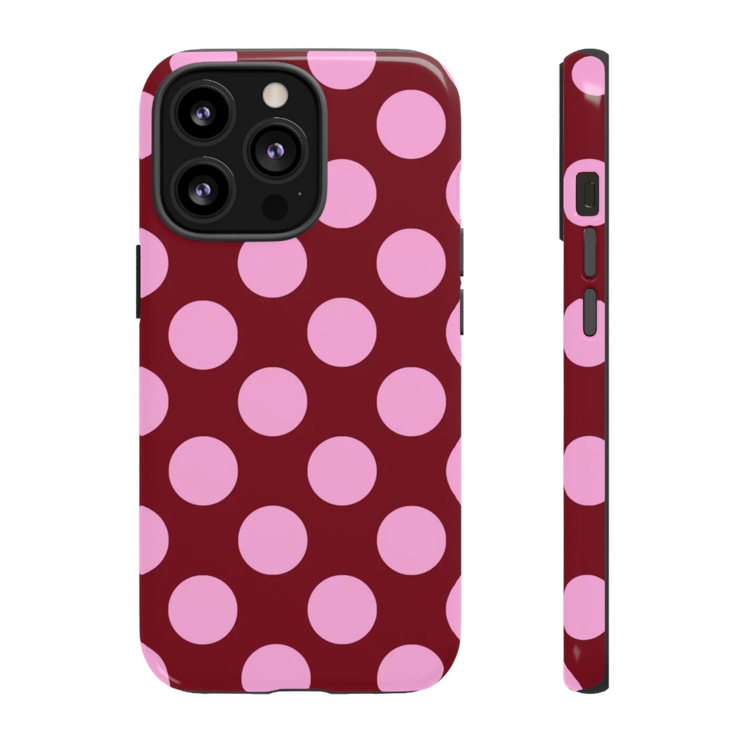 Burgundy Pink Polka Dot Phone Case - SmartHomeGoodies