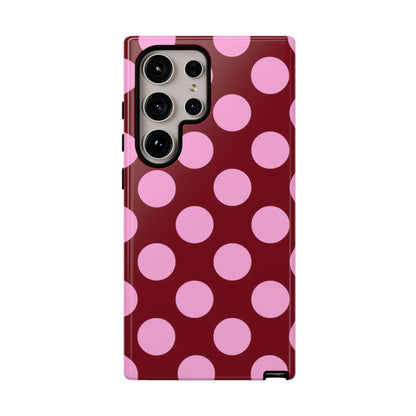Burgundy Pink Polka Dot Phone Case - SmartHomeGoodies