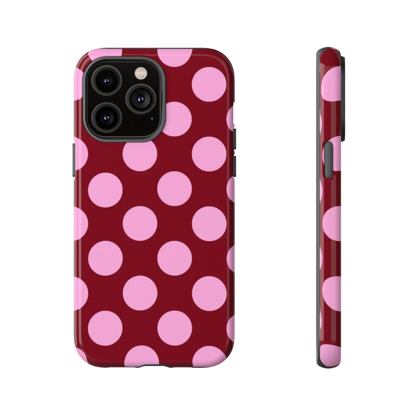 Burgundy Pink Polka Dot Phone Case - SmartHomeGoodies