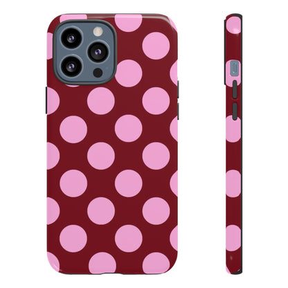 Burgundy Pink Polka Dot Phone Case - SmartHomeGoodies
