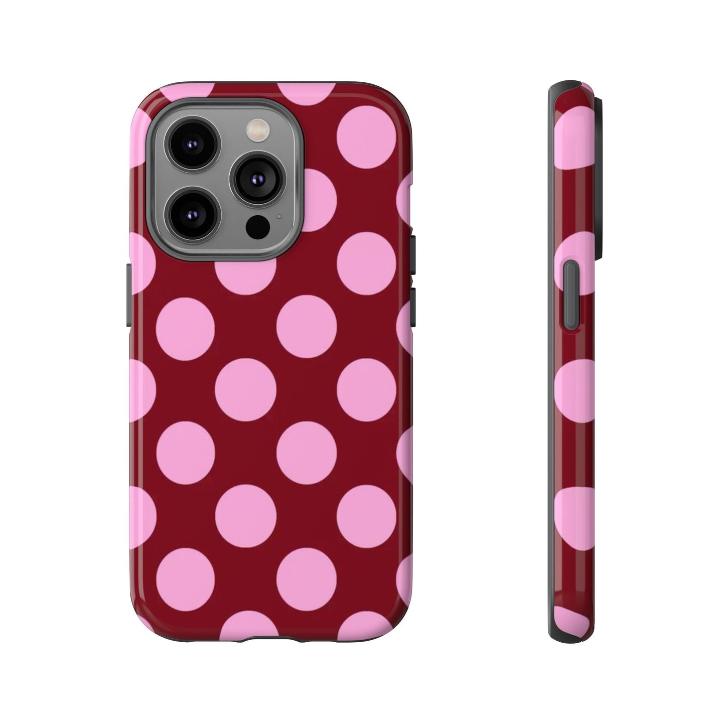 Burgundy Pink Polka Dot Phone Case - SmartHomeGoodies
