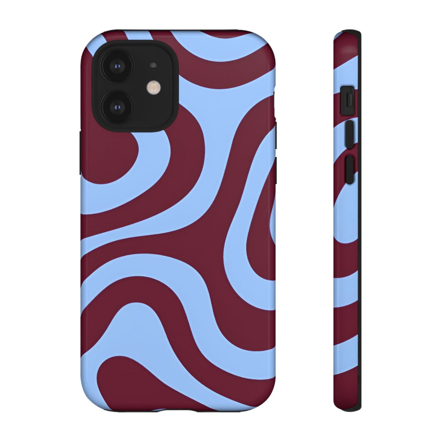 Burgundy Wave Abstract Aesthetic Phone Case - SmartHomeGoodies
