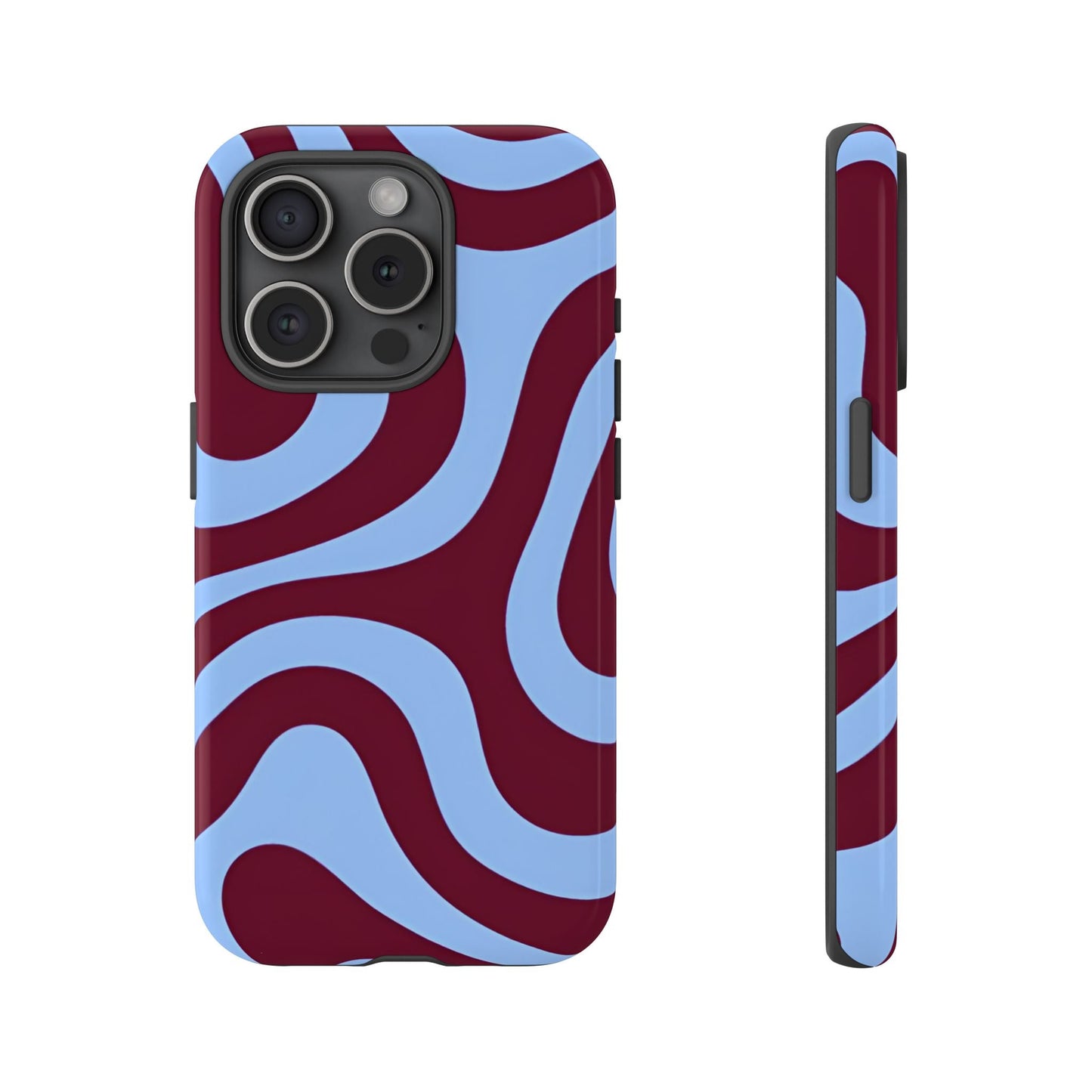 Burgundy Wave Abstract Aesthetic Phone Case - SmartHomeGoodies