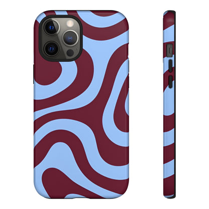 Burgundy Wave Abstract Aesthetic Phone Case - SmartHomeGoodies