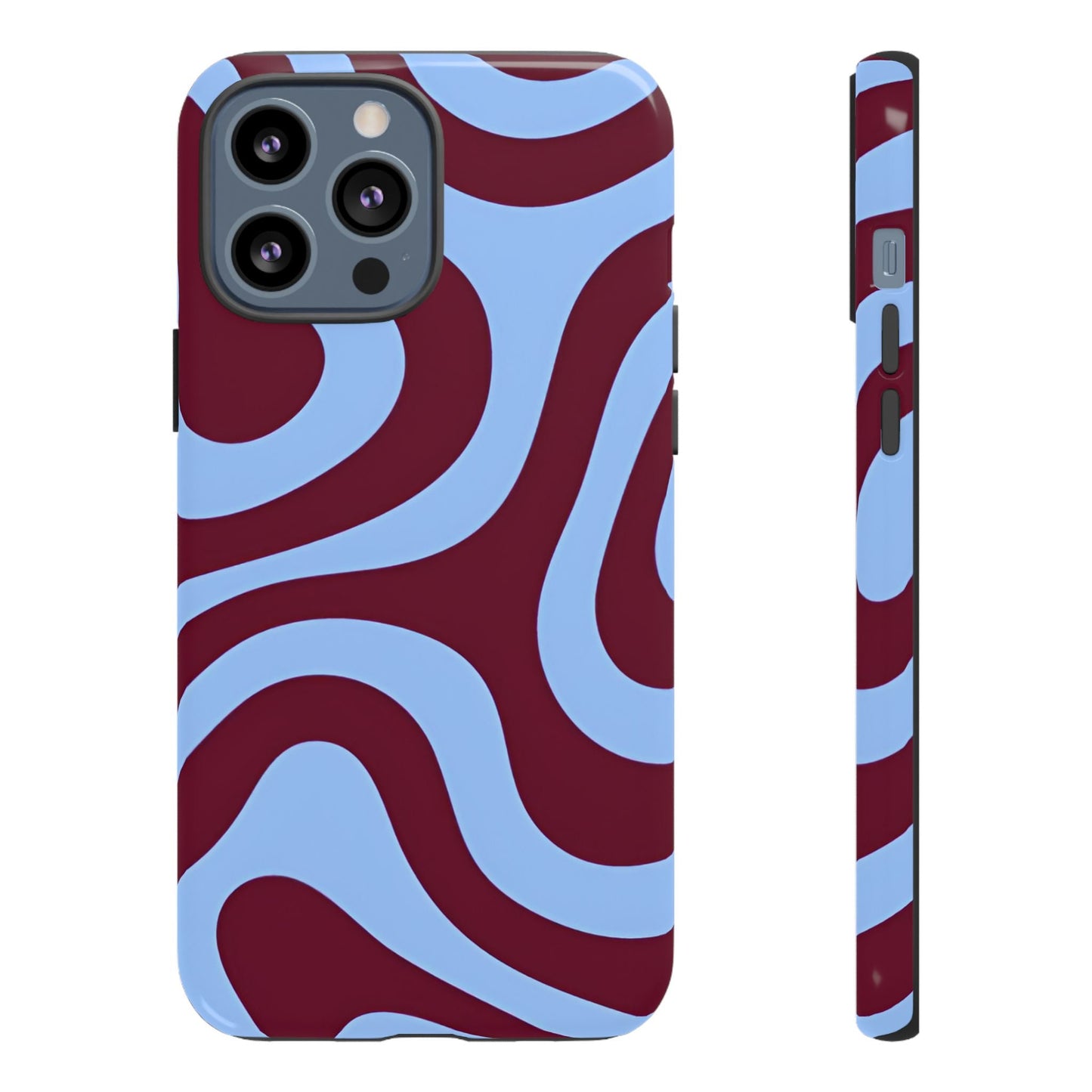 Burgundy Wave Abstract Aesthetic Phone Case - SmartHomeGoodies