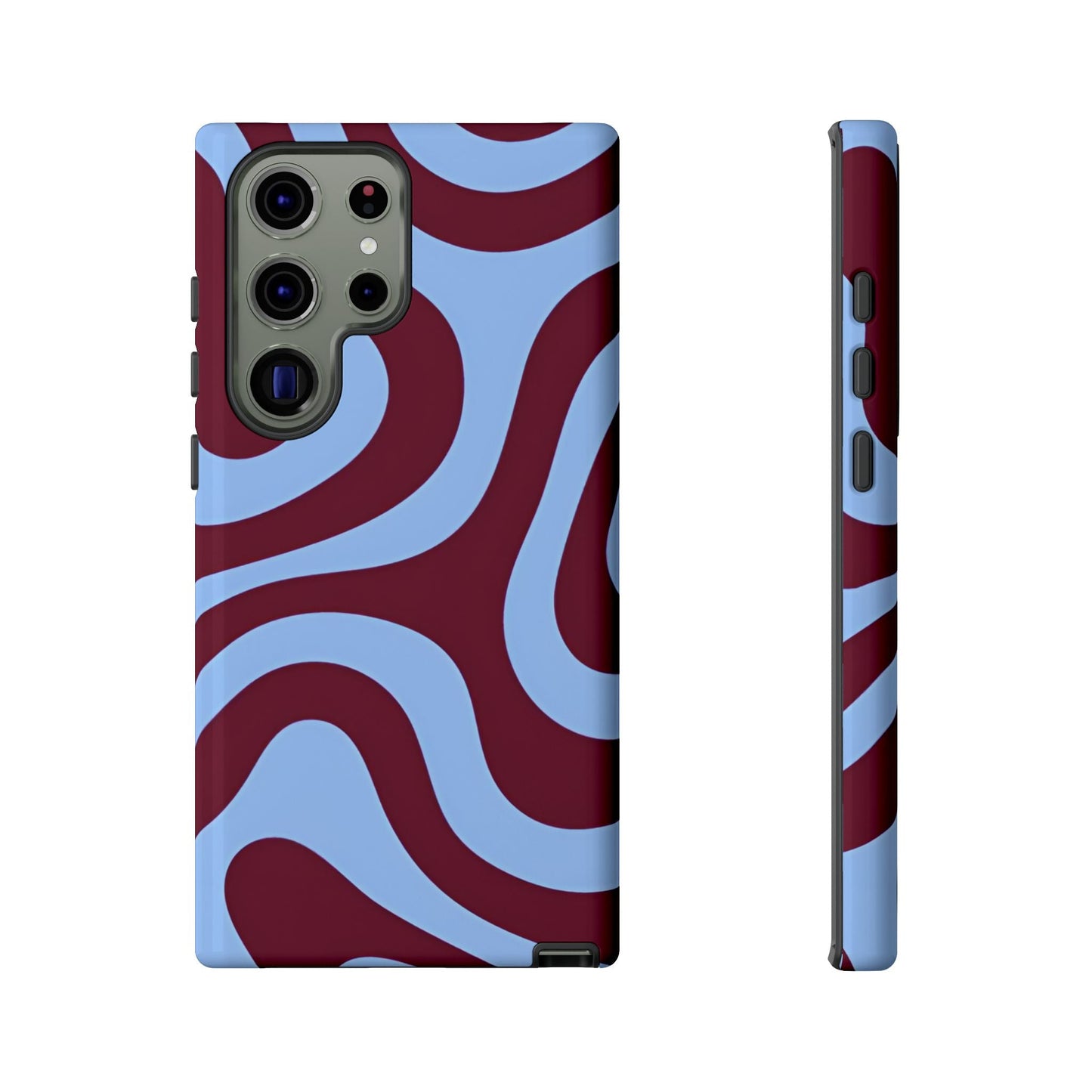 Burgundy Wave Abstract Aesthetic Phone Case - SmartHomeGoodies