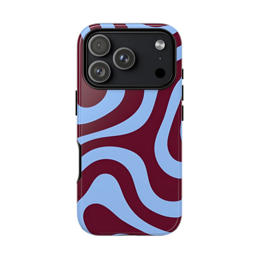 Burgundy Wave Abstract Aesthetic Phone Case - SmartHomeGoodies