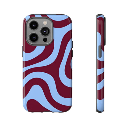 Burgundy Wave Abstract Aesthetic Phone Case - SmartHomeGoodies