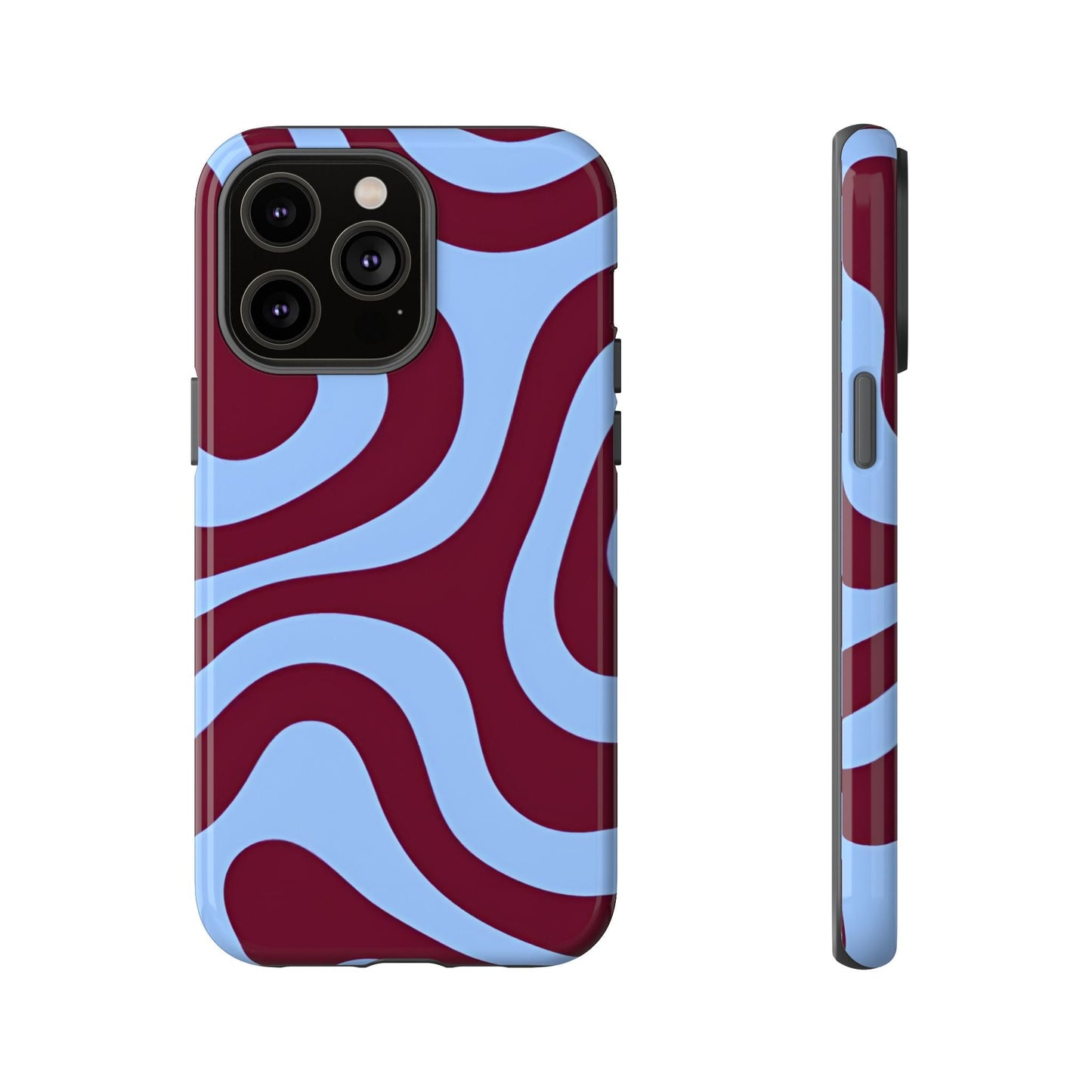 Burgundy Wave Abstract Aesthetic Phone Case - SmartHomeGoodies