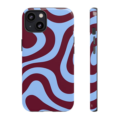 Burgundy Wave Abstract Aesthetic Phone Case - SmartHomeGoodies