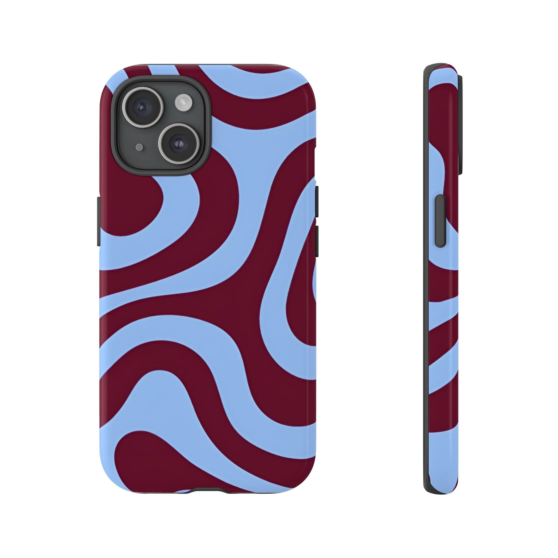 Burgundy Wave Abstract Aesthetic Phone Case - SmartHomeGoodies