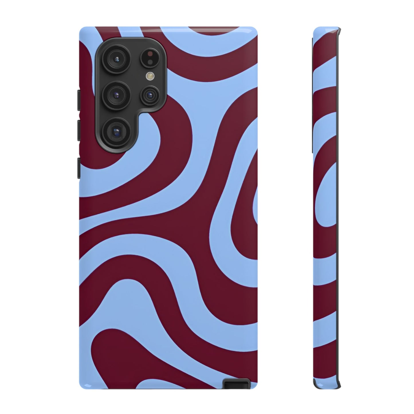 Burgundy Wave Abstract Aesthetic Phone Case - SmartHomeGoodies