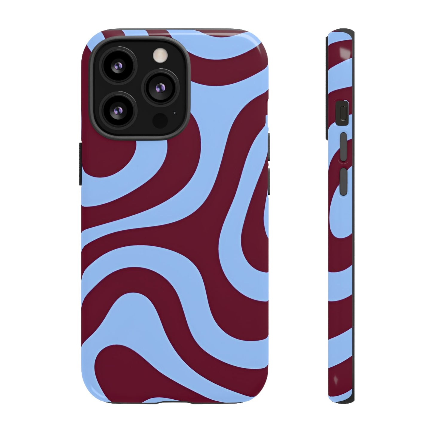 Burgundy Wave Abstract Aesthetic Phone Case - SmartHomeGoodies
