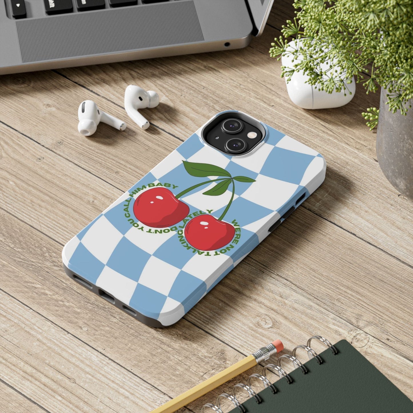 Cherry Gossip Check Tough iPhone Cases - SmartHomeGoodies