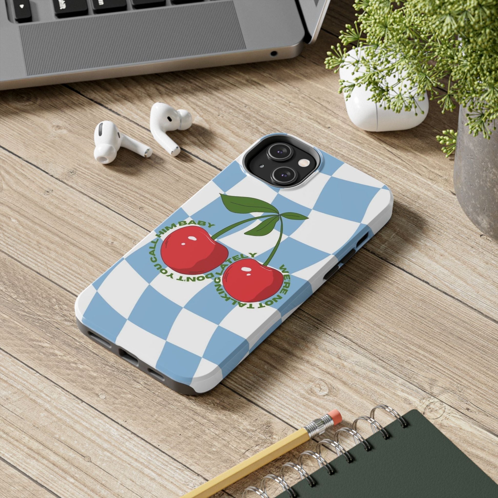 Cherry Gossip Check Tough iPhone Cases - SmartHomeGoodies