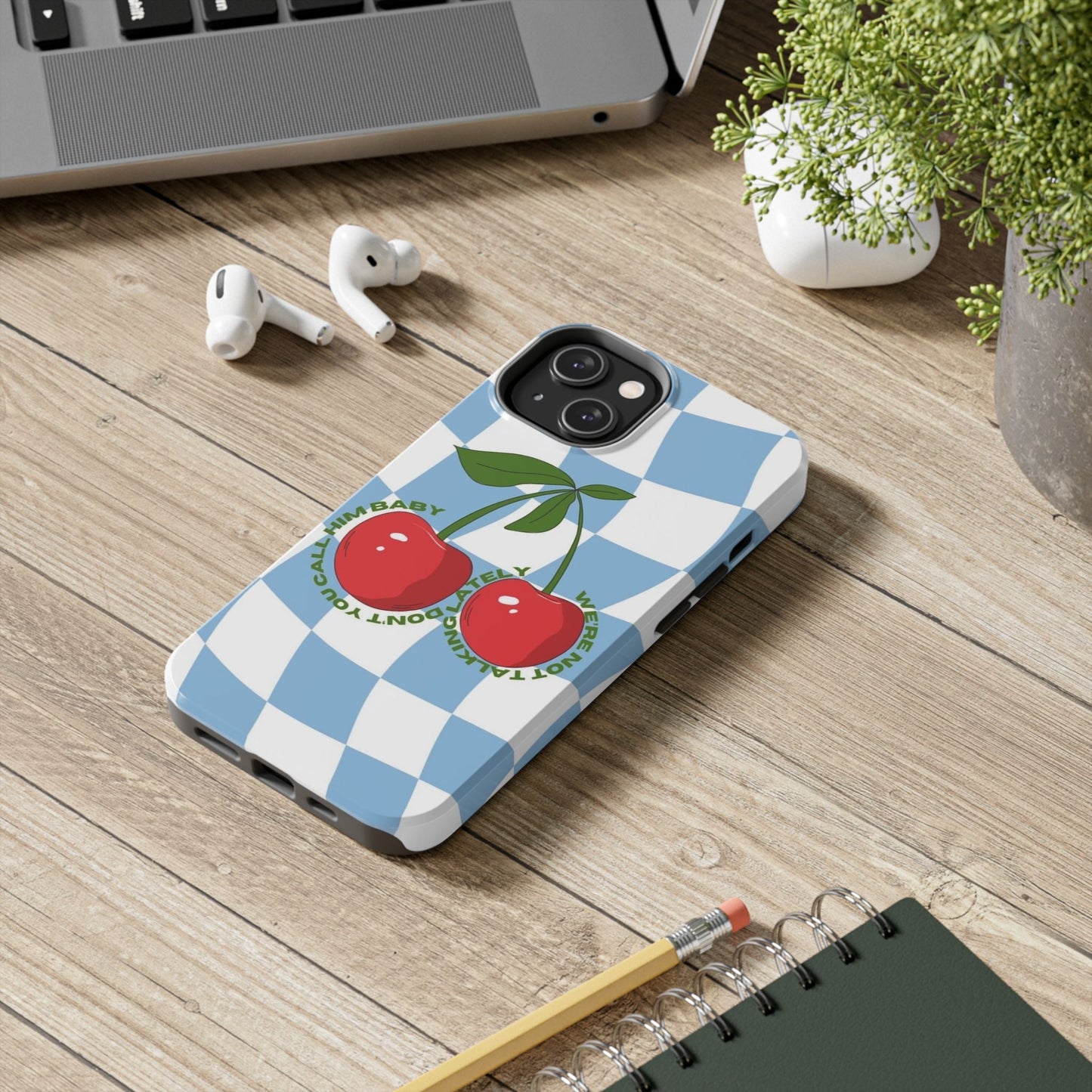Cherry Gossip Check Tough iPhone Cases - SmartHomeGoodies