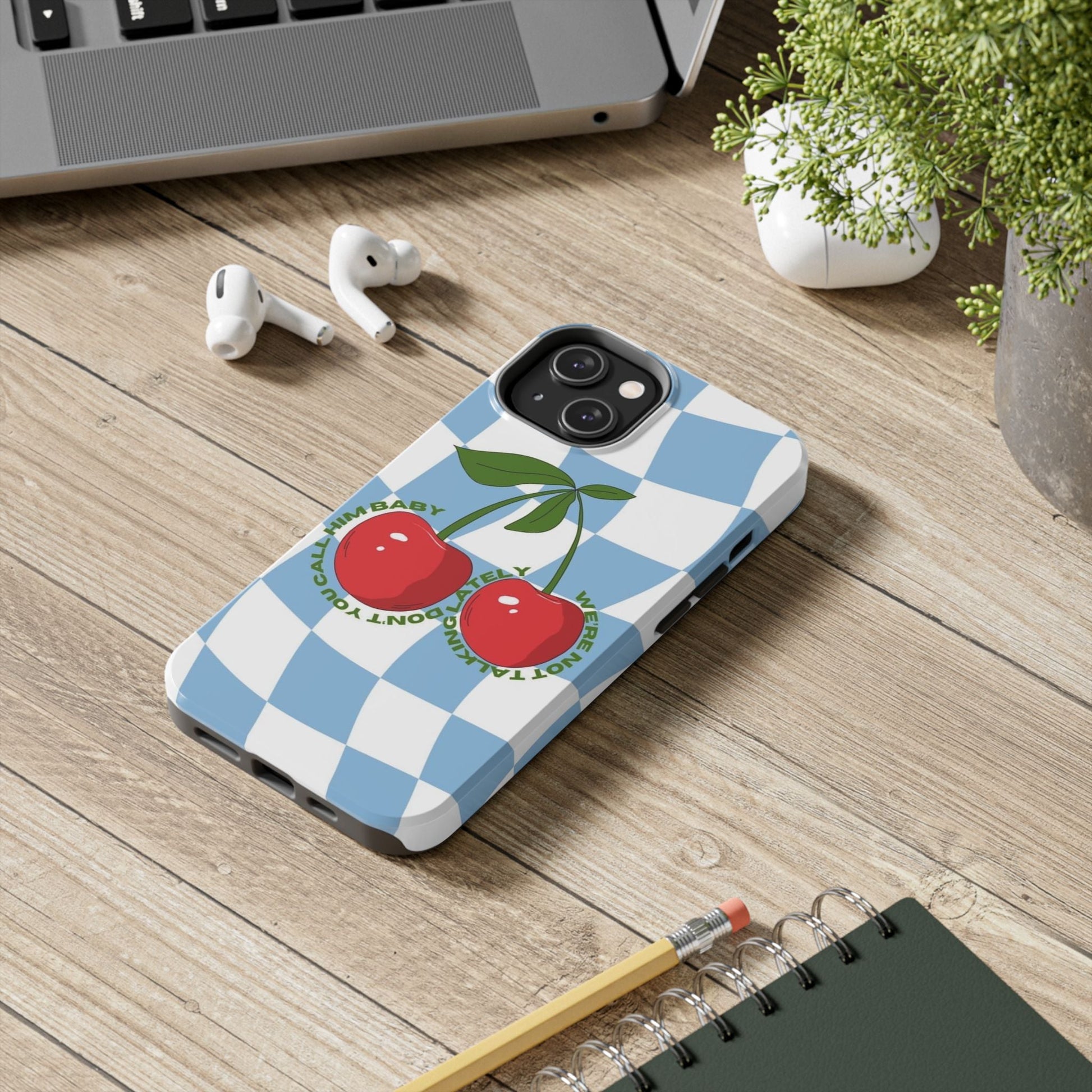 Cherry Gossip Check Tough iPhone Cases - SmartHomeGoodies