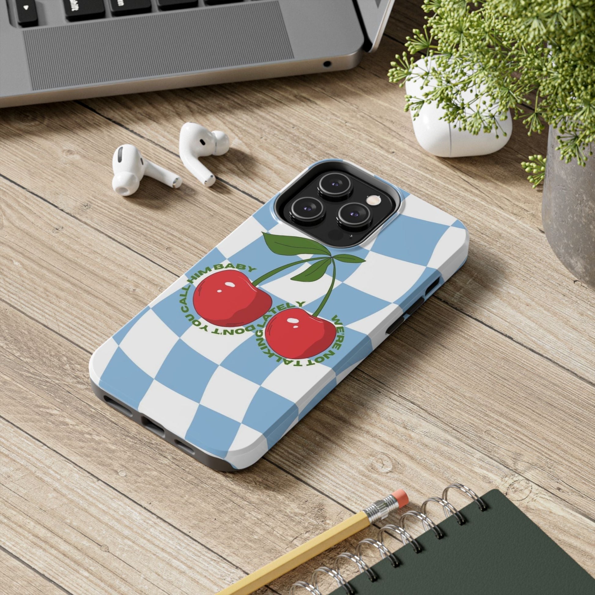 Cherry Gossip Check Tough iPhone Cases - SmartHomeGoodies