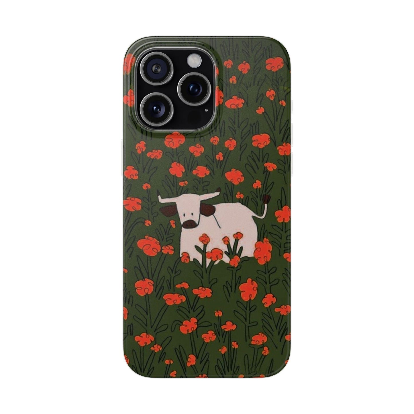 Cow in Flower Field - Flexi iPhone Cases - SmartHomeGoodies