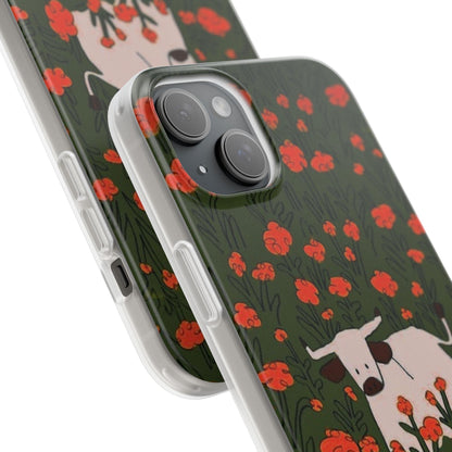 Cow in Flower Field - Flexi iPhone Cases - SmartHomeGoodies