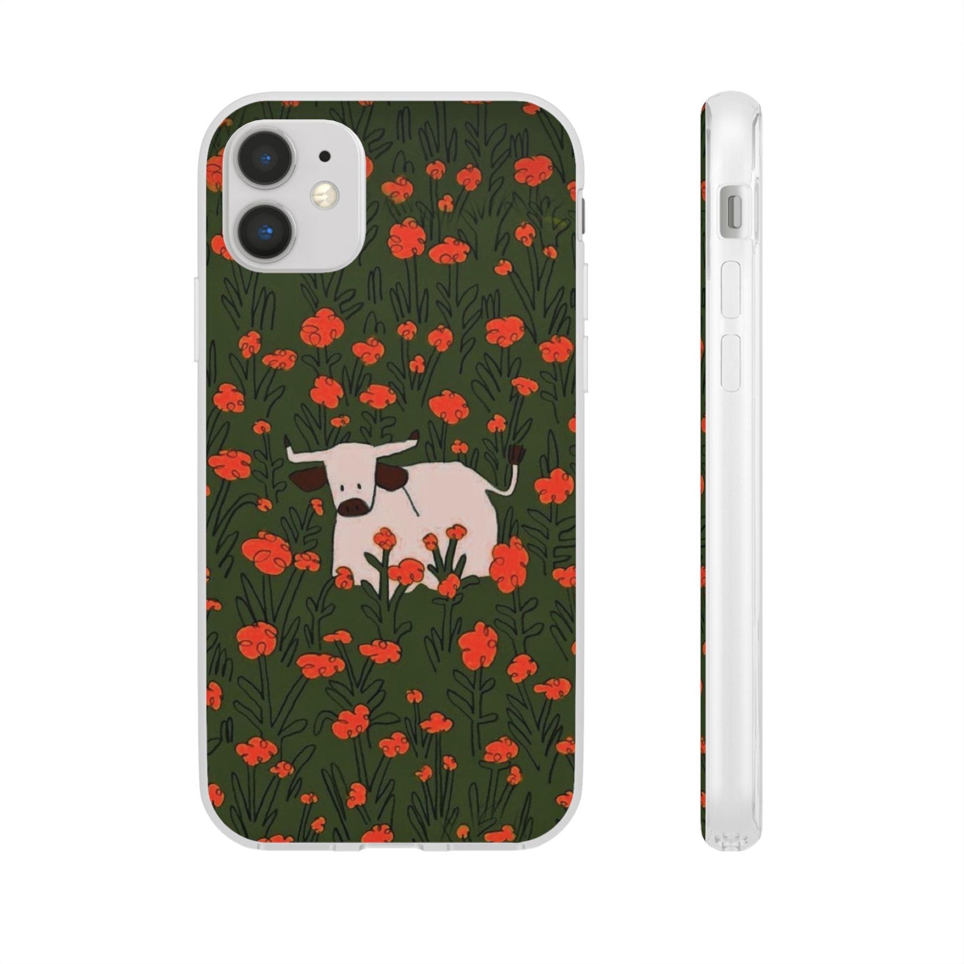 Cow in Flower Field - Flexi iPhone Cases - SmartHomeGoodies