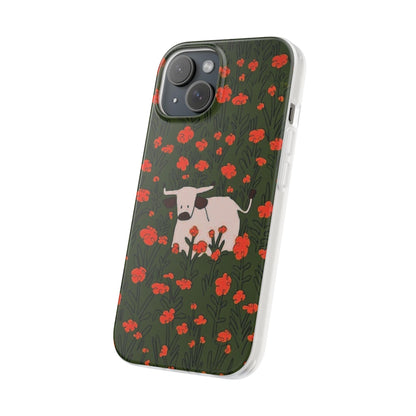 Cow in Flower Field - Flexi iPhone Cases - SmartHomeGoodies