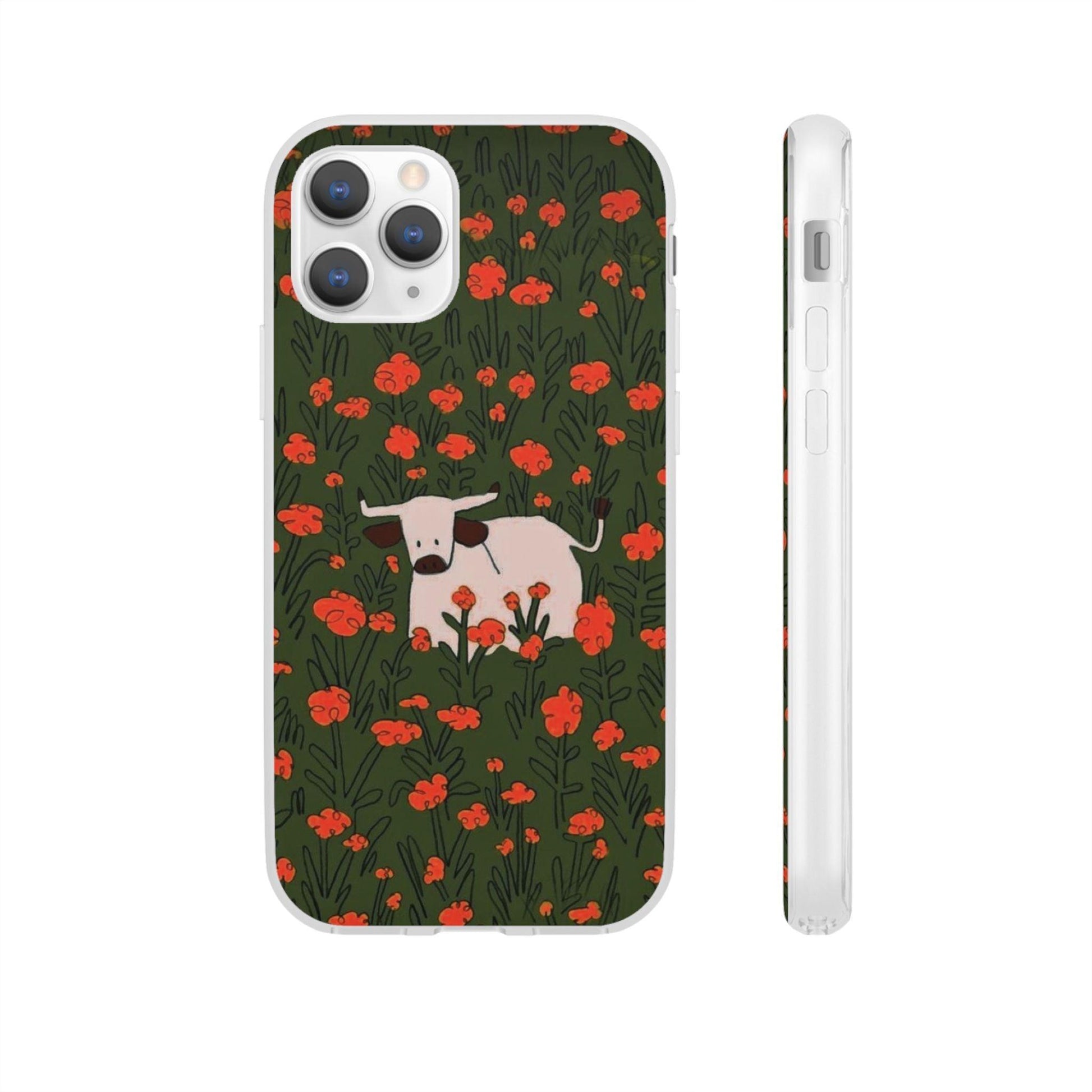 Cow in Flower Field - Flexi iPhone Cases - SmartHomeGoodies
