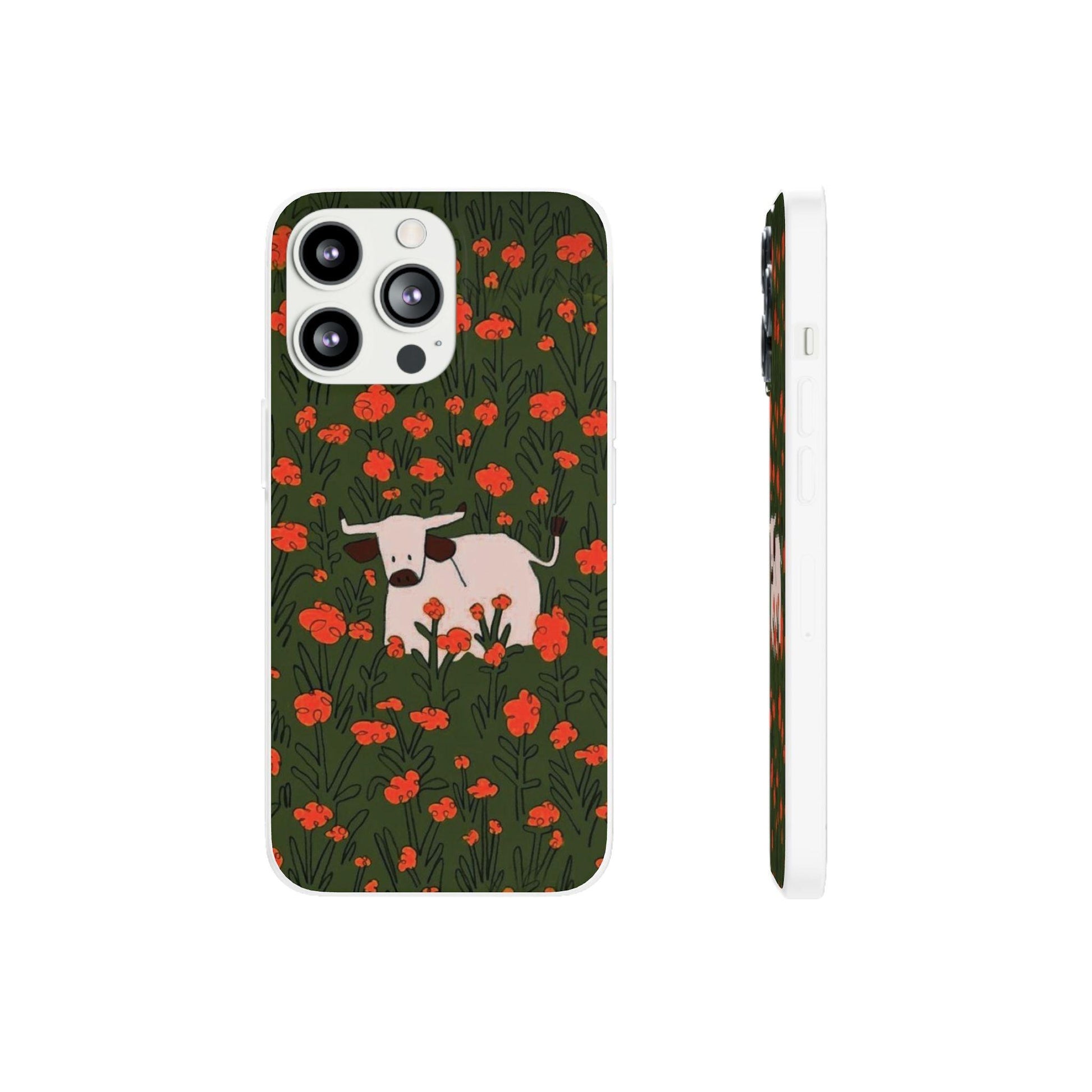 Cow in Flower Field - Flexi iPhone Cases - SmartHomeGoodies
