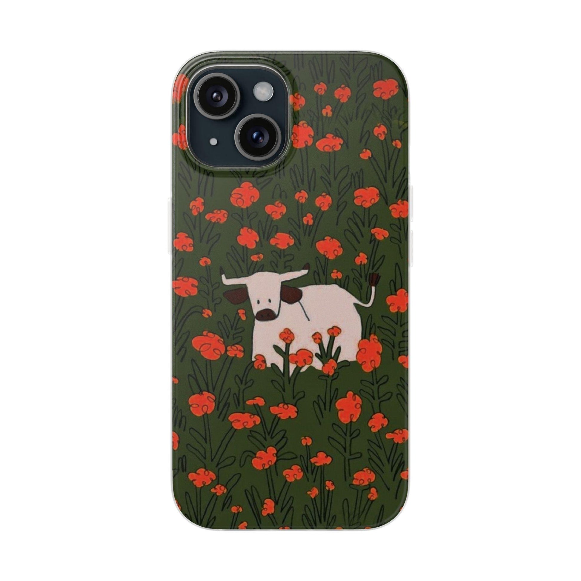 Cow in Flower Field - Flexi iPhone Cases - SmartHomeGoodies