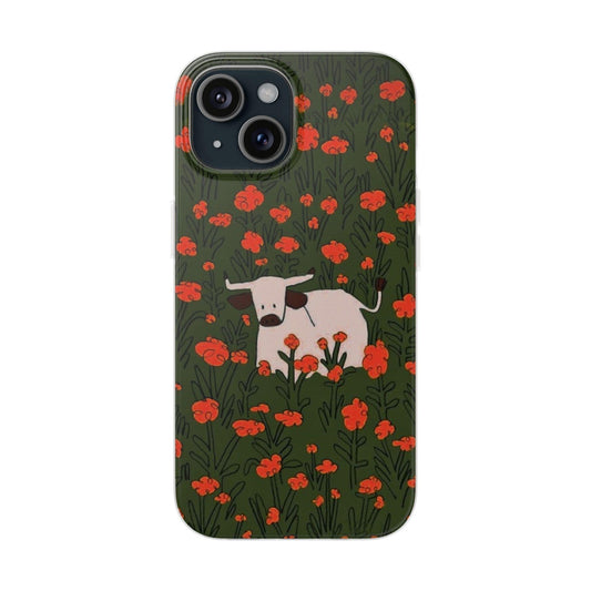 Cow in Flower Field - Flexi iPhone Cases - SmartHomeGoodies