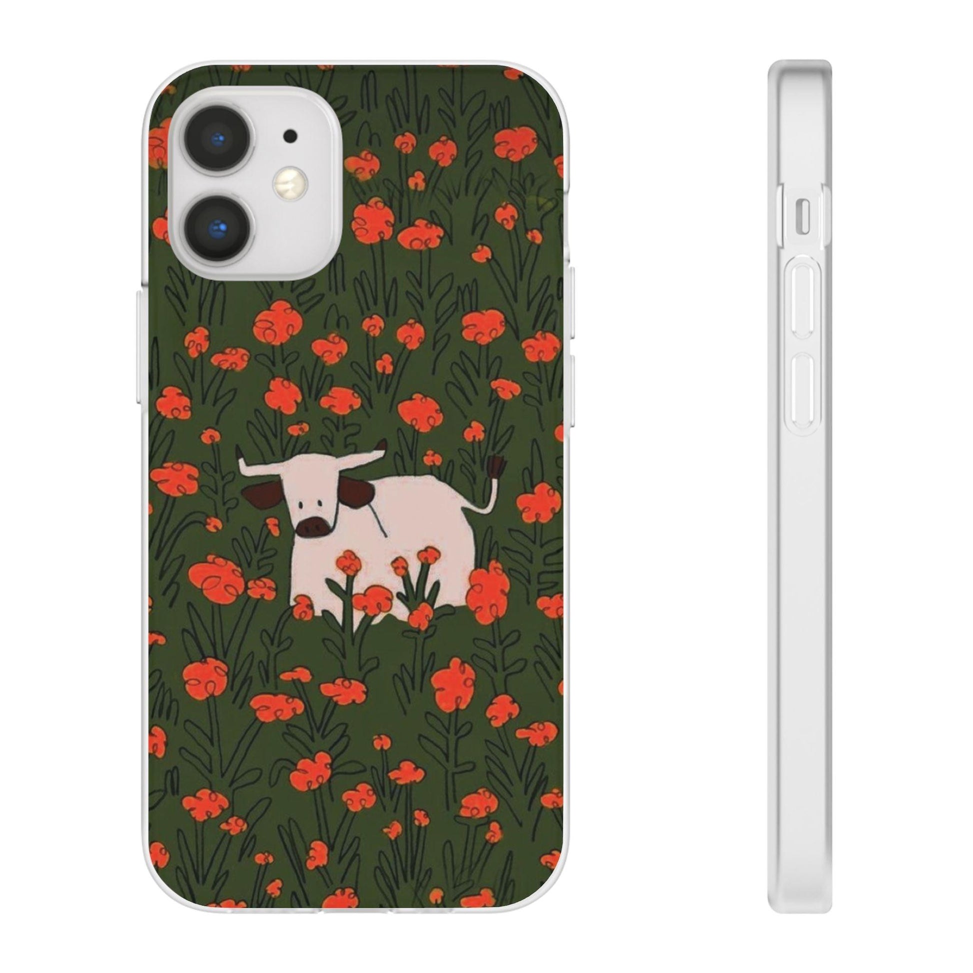 Cow in Flower Field - Flexi iPhone Cases - SmartHomeGoodies