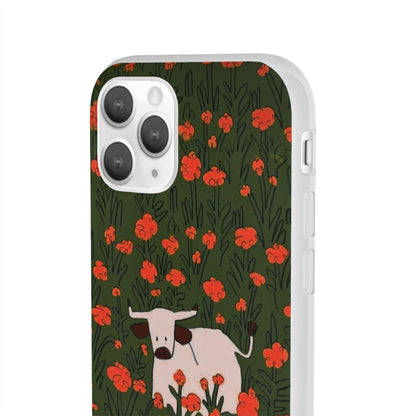 Cow in Flower Field - Flexi iPhone Cases - SmartHomeGoodies